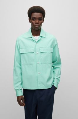 HUGO - Oversized-fit overshirt in cotton twill with patch pockets