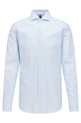 Hugo boss blue shirt white outlet collar