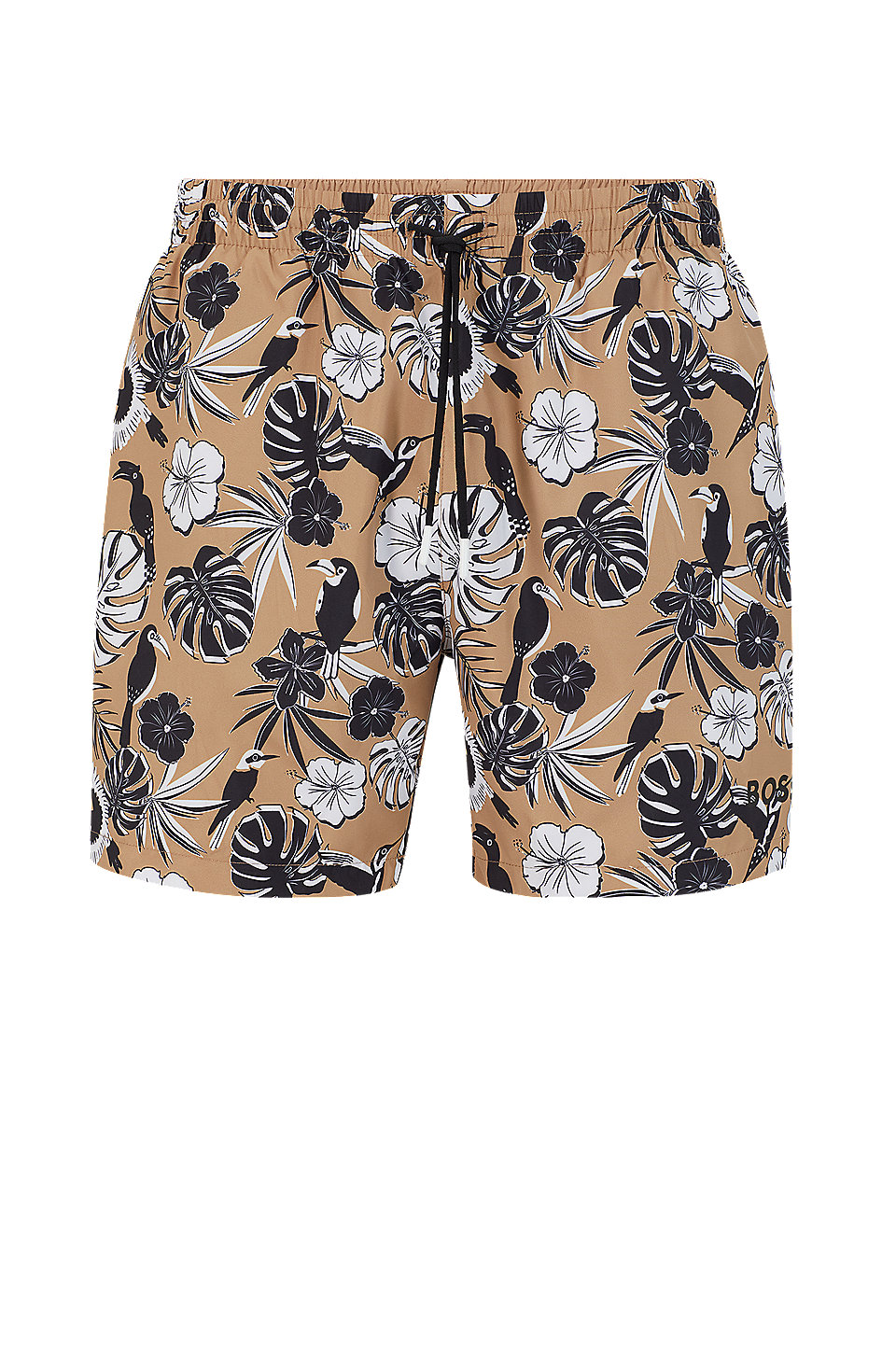 BOSS - Floral-print swim shorts with logo detail