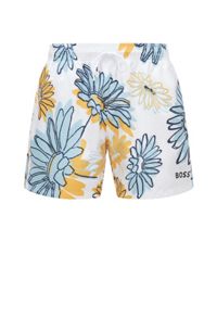 Floral-print swim shorts with logo detail, Light Yellow