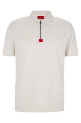 HUGO - shirt zip Mercerised-cotton with polo placket