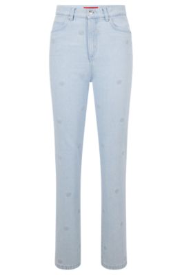 HUGO BOSS RELAXED-FIT JEANS IN BLUE LOGO-EMBROIDERED DENIM
