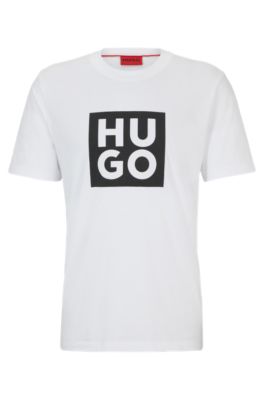Hugo Organic-cotton T-shirt With Logo Print In White
