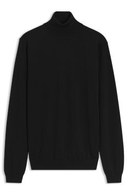 Merino wool turtleneck sweater with embroidered logo