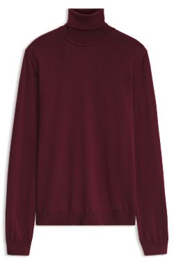 Jersey de cuello vuelto en lana merina con logo bordado