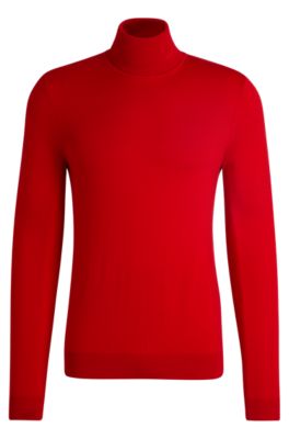 Hugo Slim-fit Rollneck Sweater In Virgin Wool In Light Pink