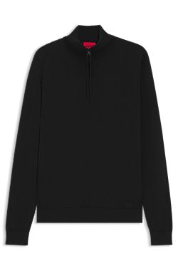 Merino wool sweater with zipper neck
