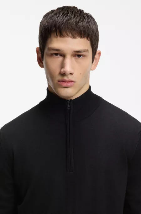 Merino wool sweater with zipper neck