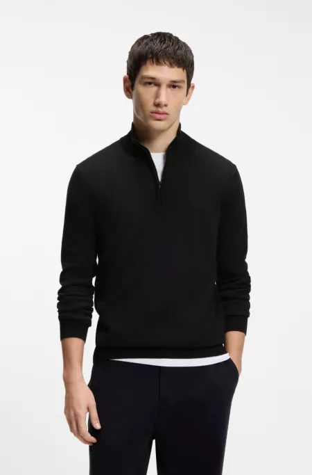 Merino wool sweater with zipper neck