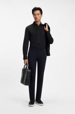 Camisa slim fit en algod&oacute;n el&aacute;stico de alto rendimiento, Negro