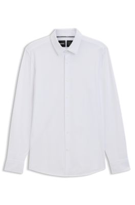 Slim-fit shirt in a performance-stretch cotton blend, White