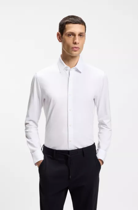 Performance-stretch slim-fit shirt in a cotton blend