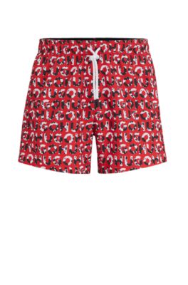 Hugo Boss -material Swim Shorts With Logo Print In Red