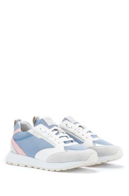 HUGO - Mixed-material trainers with mesh and logo details
