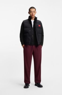 Knitted-cotton bomber cardigan with red logo label, Black