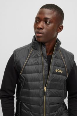 BOSS Waterrepellent down gilet with triangle embroidery
