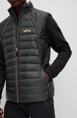 BOSS Waterrepellent down gilet with triangle embroidery