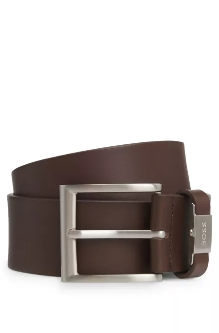 Logo-keeper belt in Italian leather