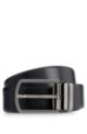 Italian-made reversible leather belt with quick-release buckle, Black