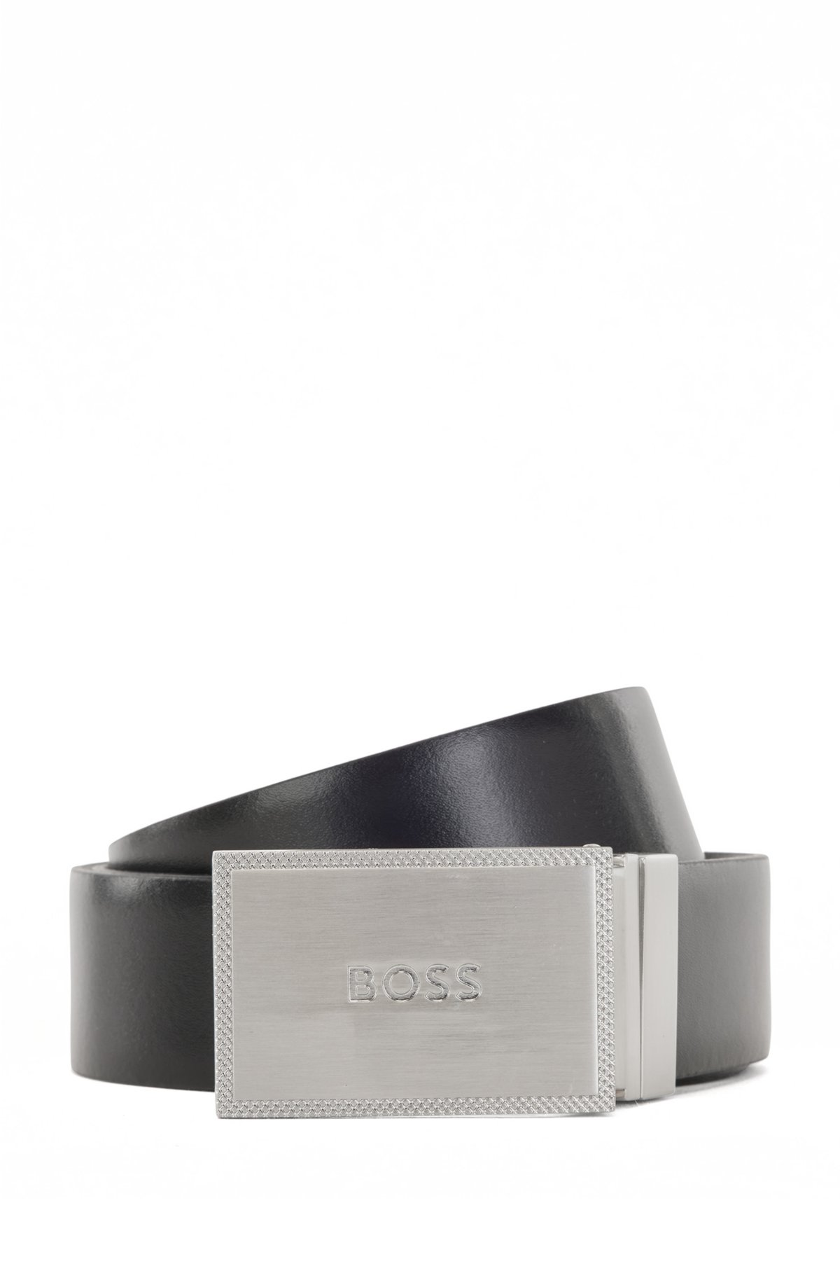 BOSS - Cinturón reversible de piel italiana con cierres de hebilla placa