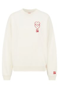 Cotton-terry sweatshirt with love-themed logos, White