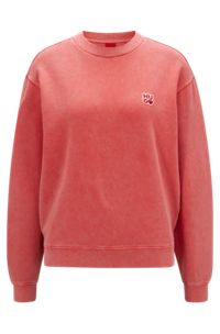 Cotton-terry sweatshirt with love-themed logos, Red