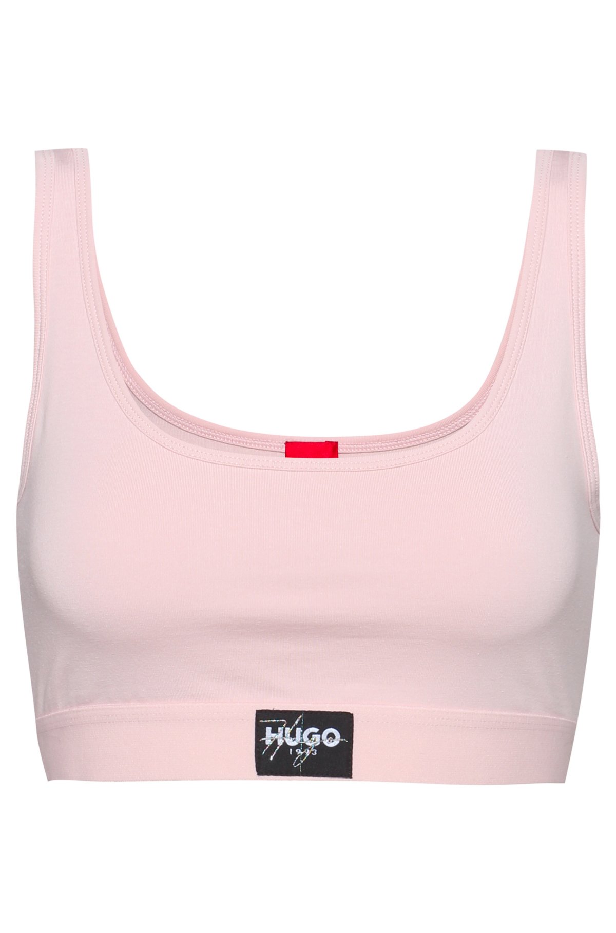 HUGO - Stretch-cotton bandeau bra with red logo label