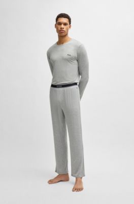 Stretch-modal pajama bottoms with logo waistband, Grey