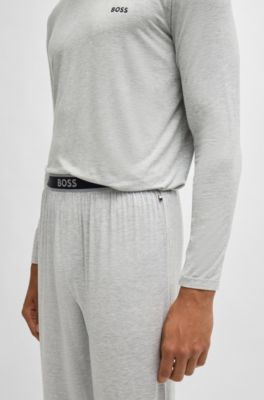 Stretch-modal pajama bottoms with logo waistband, Grey