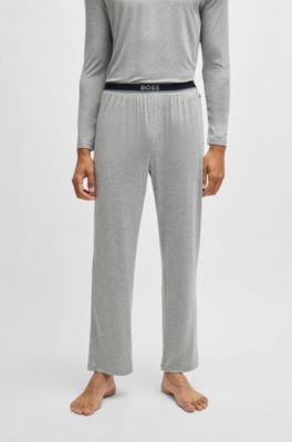 Stretch-modal pajama bottoms with logo waistband, Grey