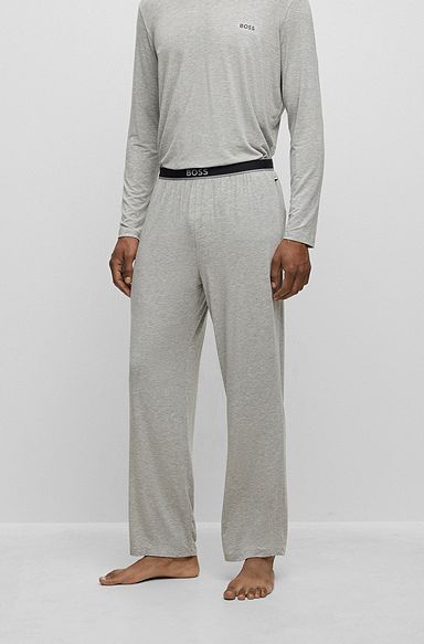 Stretch-modal pajama bottoms with logo waistband, Grey