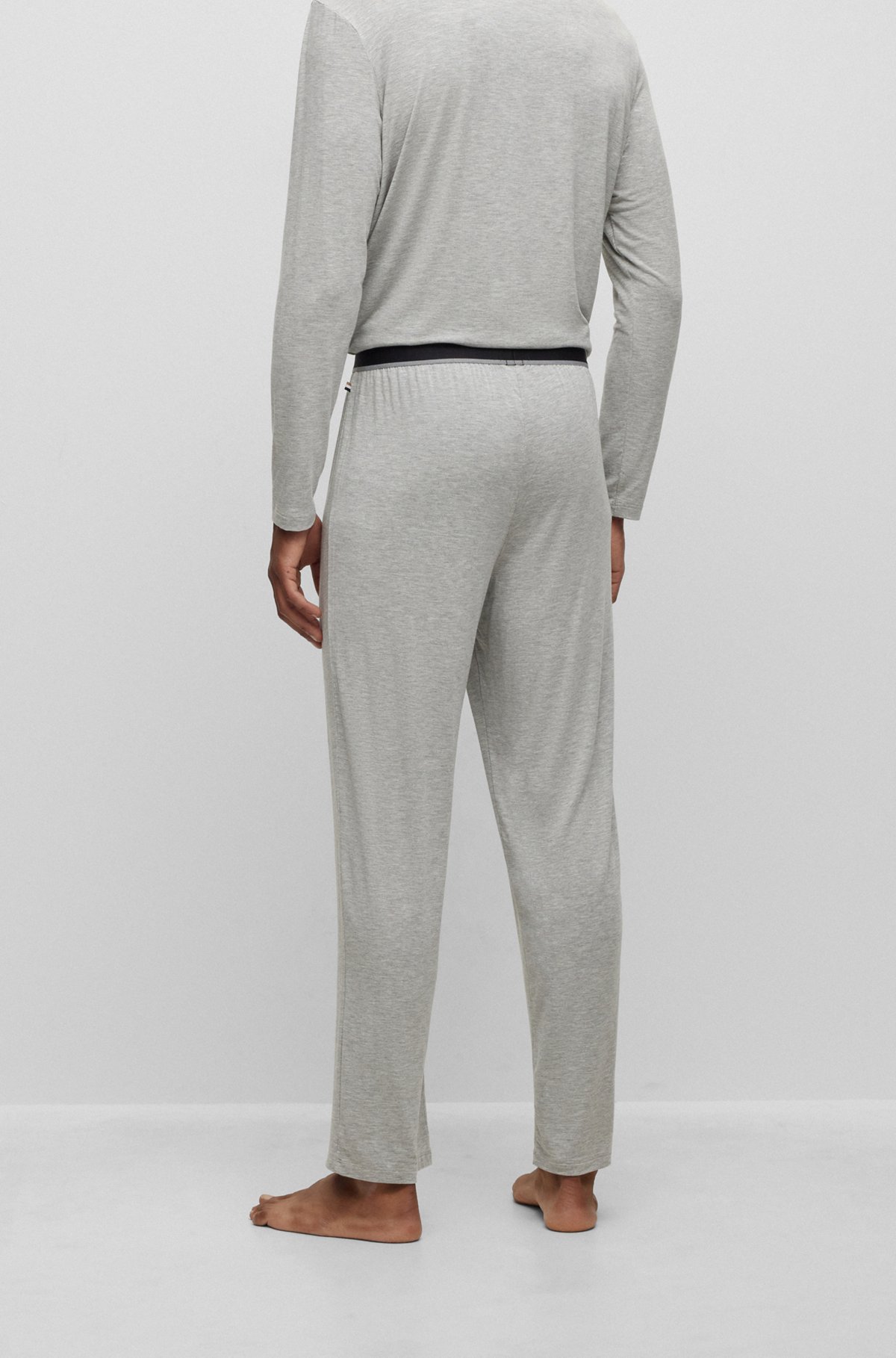 BOSS - Stretch-modal pajama bottoms with logo waistband