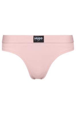 BOSS - Low-rise thong in stretch jersey with logo waistband