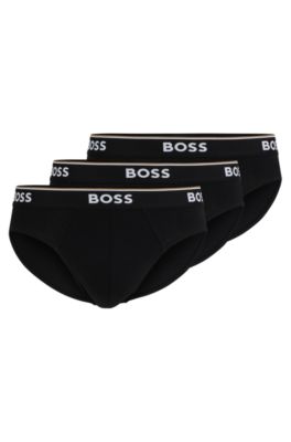 Mens BOSS multi Stretch-Cotton Logo Print Briefs (Pack of 3