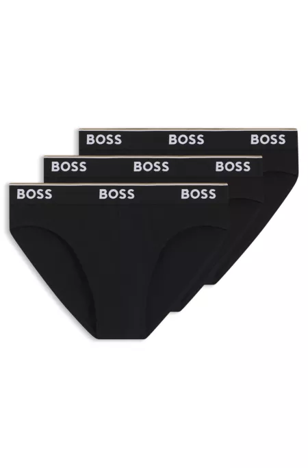 Three-pack of logo-waistband briefs in stretch cotton
