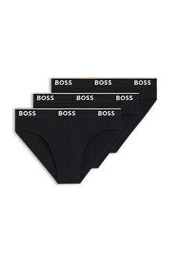 Three-pack of stretch-cotton briefs with logo waistbands