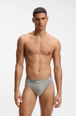 Paquete de tres calzoncillos slip en algod&oacute;n el&aacute;stico, Gris claro