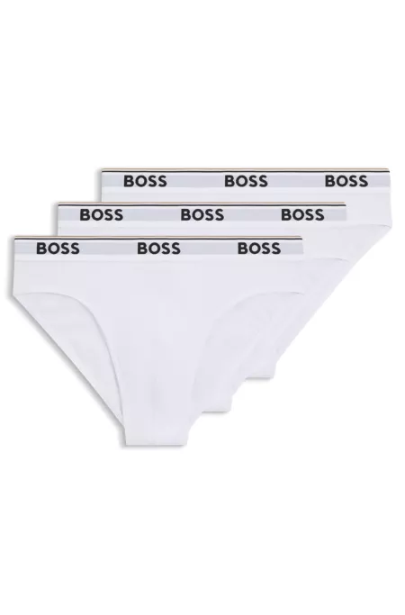 Three-pack of logo-waistband briefs in stretch cotton