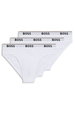 Lot de trois slips en coton stretch, Blanc