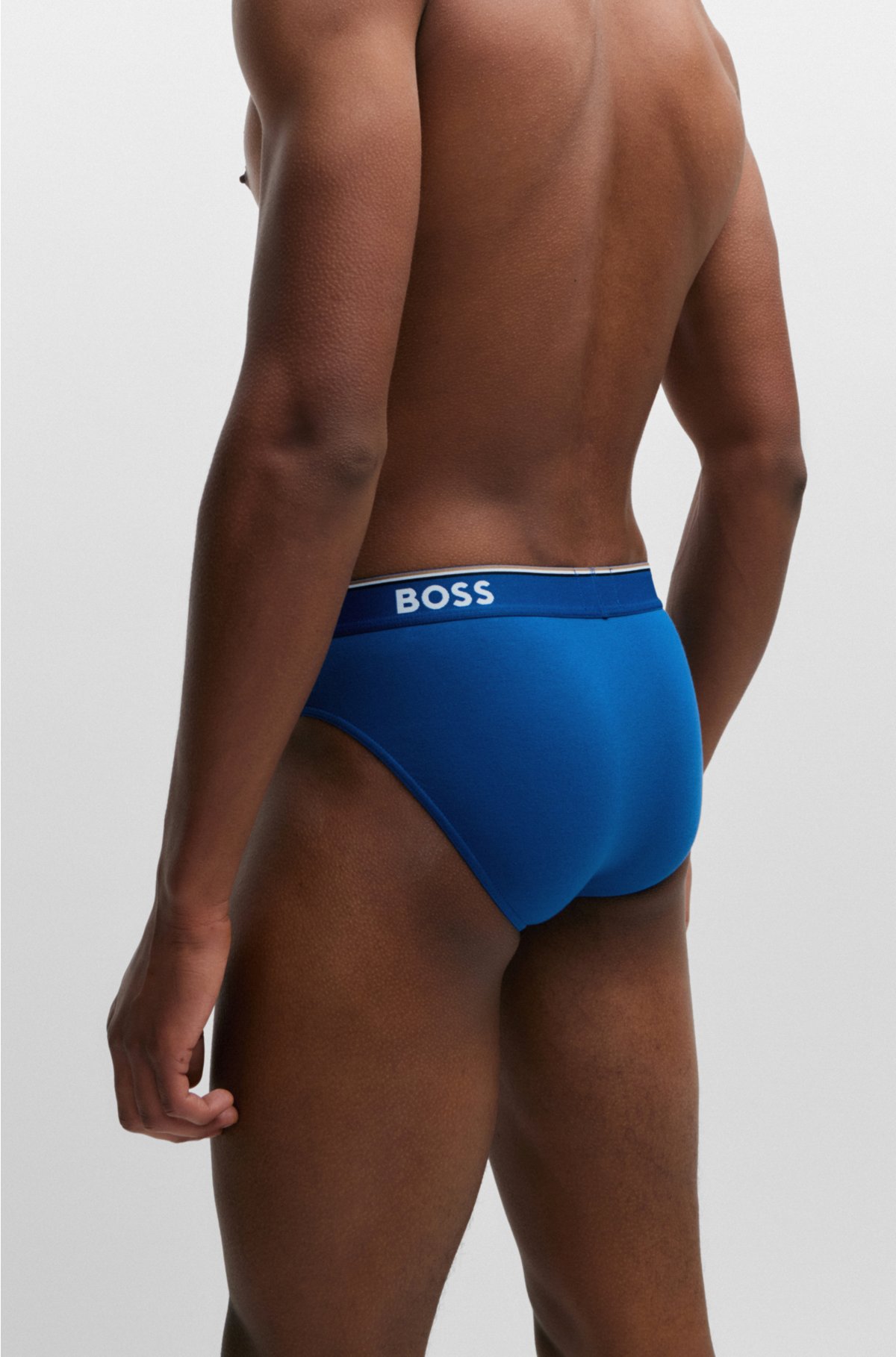 with briefs logo of waistbands BOSS - Three-pack stretch-cotton