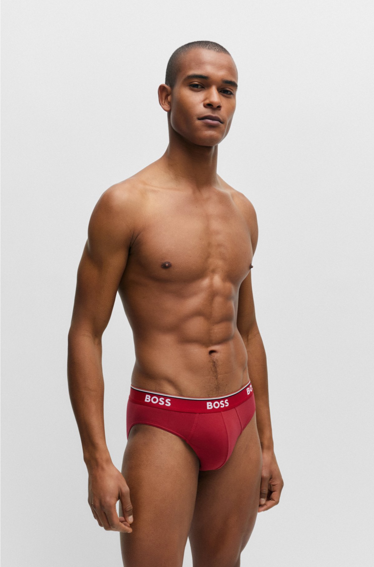 with briefs waistbands Three-pack stretch-cotton logo of - BOSS