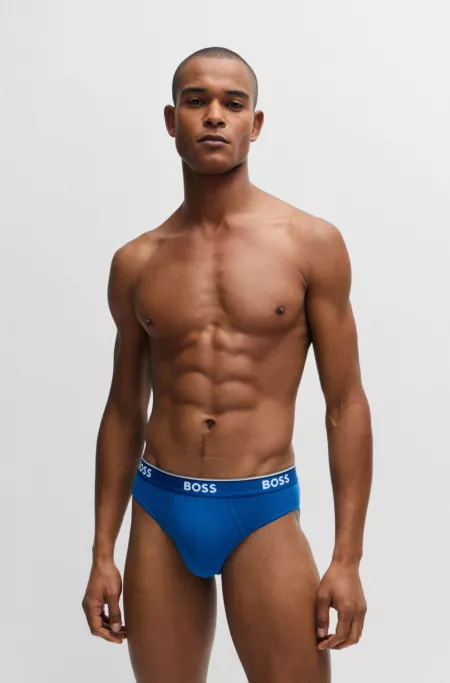 Three-pack of logo-waistband briefs in stretch cotton