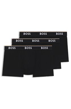 Three-pack of stretch-cotton trunks with logo waistbands