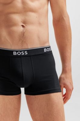 BOSS - Three-pack Of Stretch-cotton Trunks With Logo Waistbands