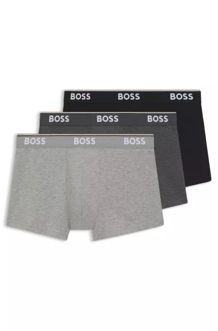 Three-pack of logo-waistband trunks in stretch cotton