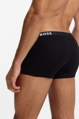 Lot de trois boxers courts en coton stretch avec logo &agrave; la taille, Gris chin&eacute;