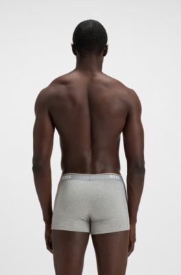 Lot de trois boxers courts en coton stretch avec logo &agrave; la taille, Gris chin&eacute;