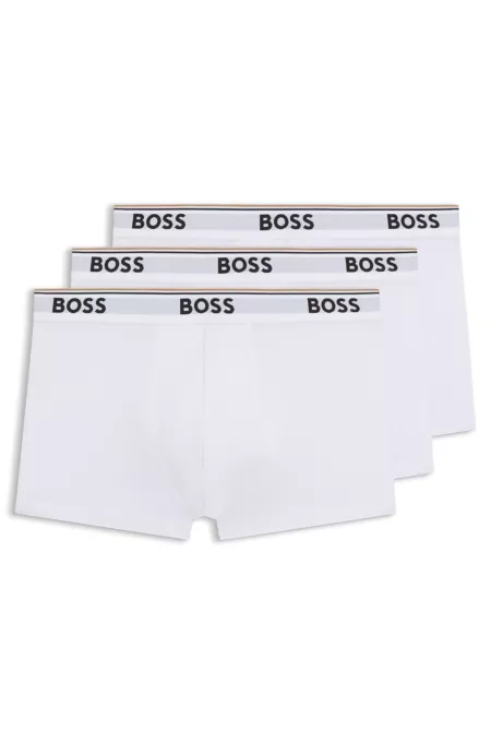 Three-pack of logo-waistband trunks in stretch cotton