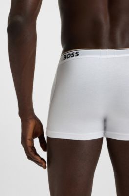 Stretch-cotton trunks with repeating logos, White