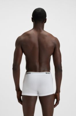 Three-pack of logo-waistband trunks in stretch cotton, White